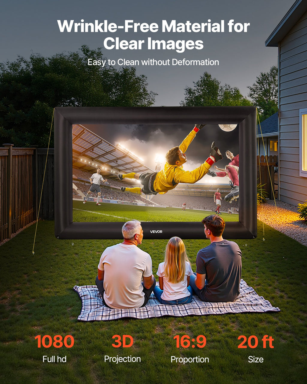 VEVOR 20 ft Inflatable Movie Screen 16:9