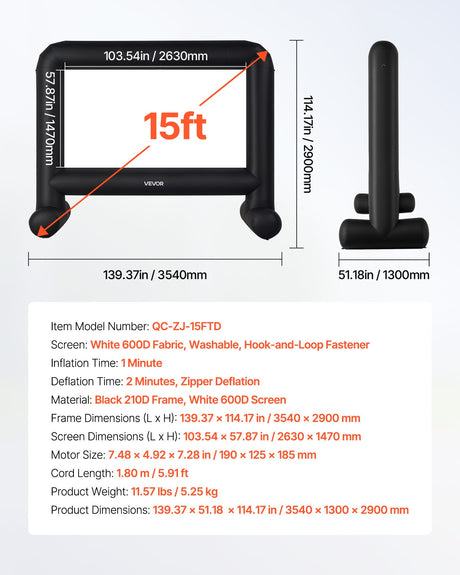 VEVOR 15 ft Inflatable Movie Screen
