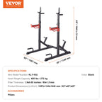 VEVOR Squat Power Rack Adjustable Heavy Duty Barbell Weight Bench Press Stand