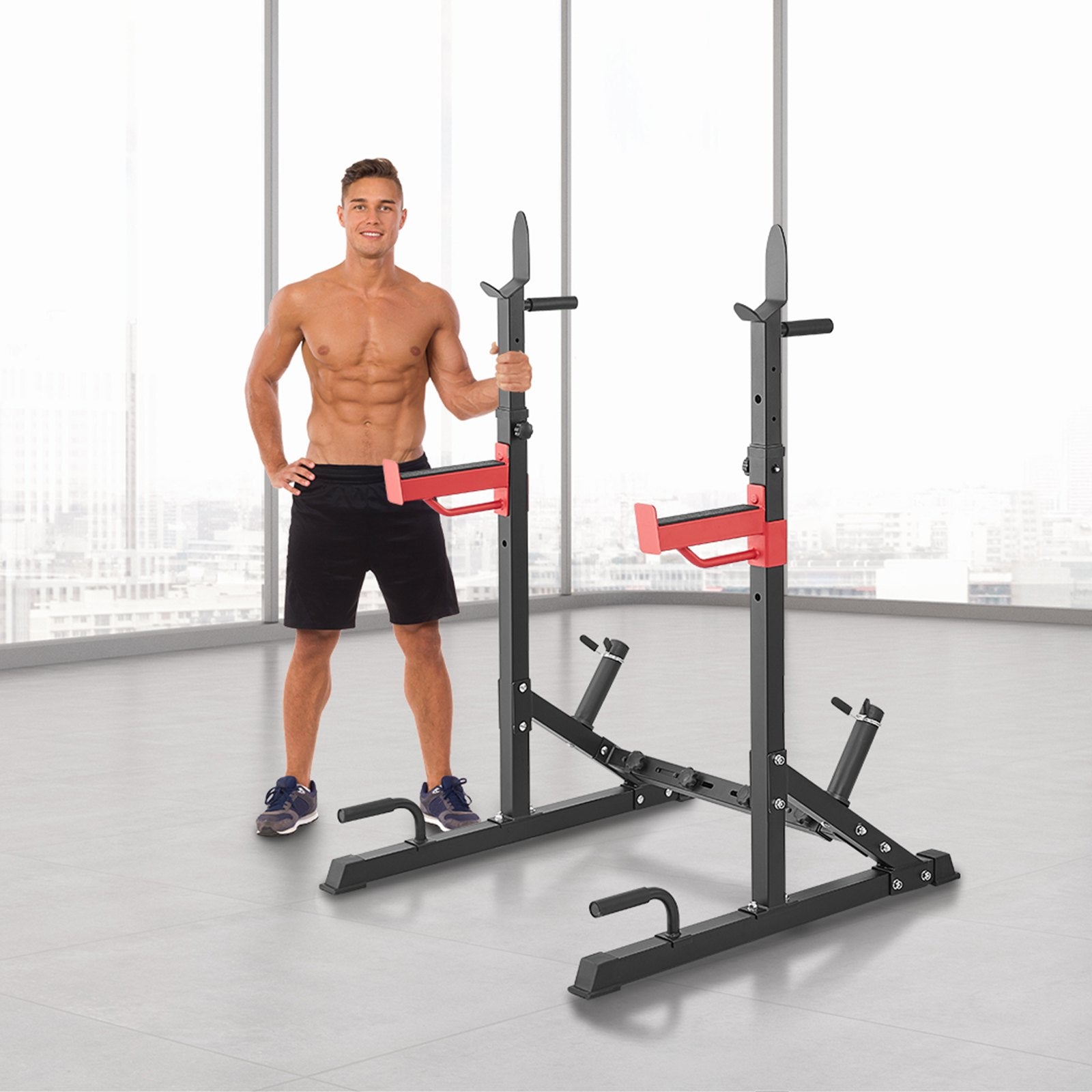 VEVOR Squat Power Rack Adjustable Heavy Duty Barbell Weight Bench Press Stand