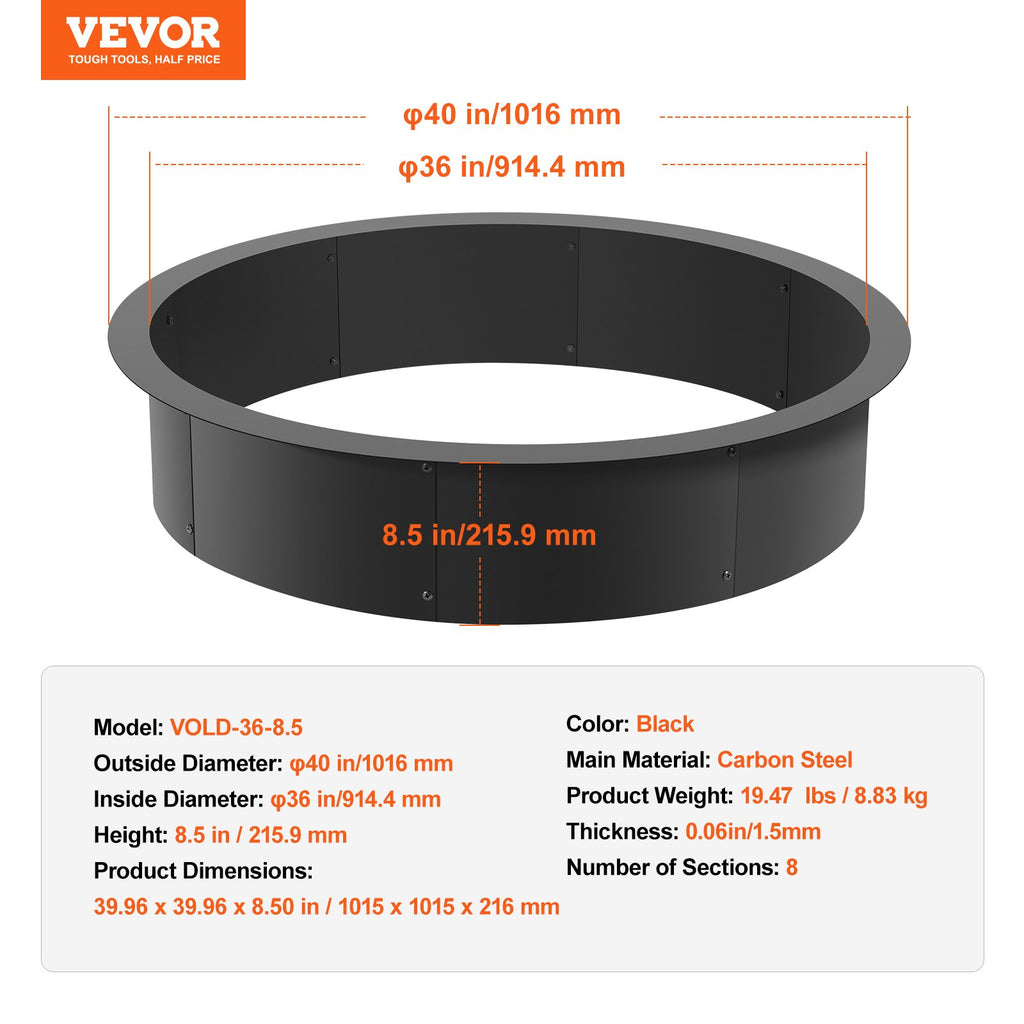 Round High-Temperature Steel Fire Pit Ring