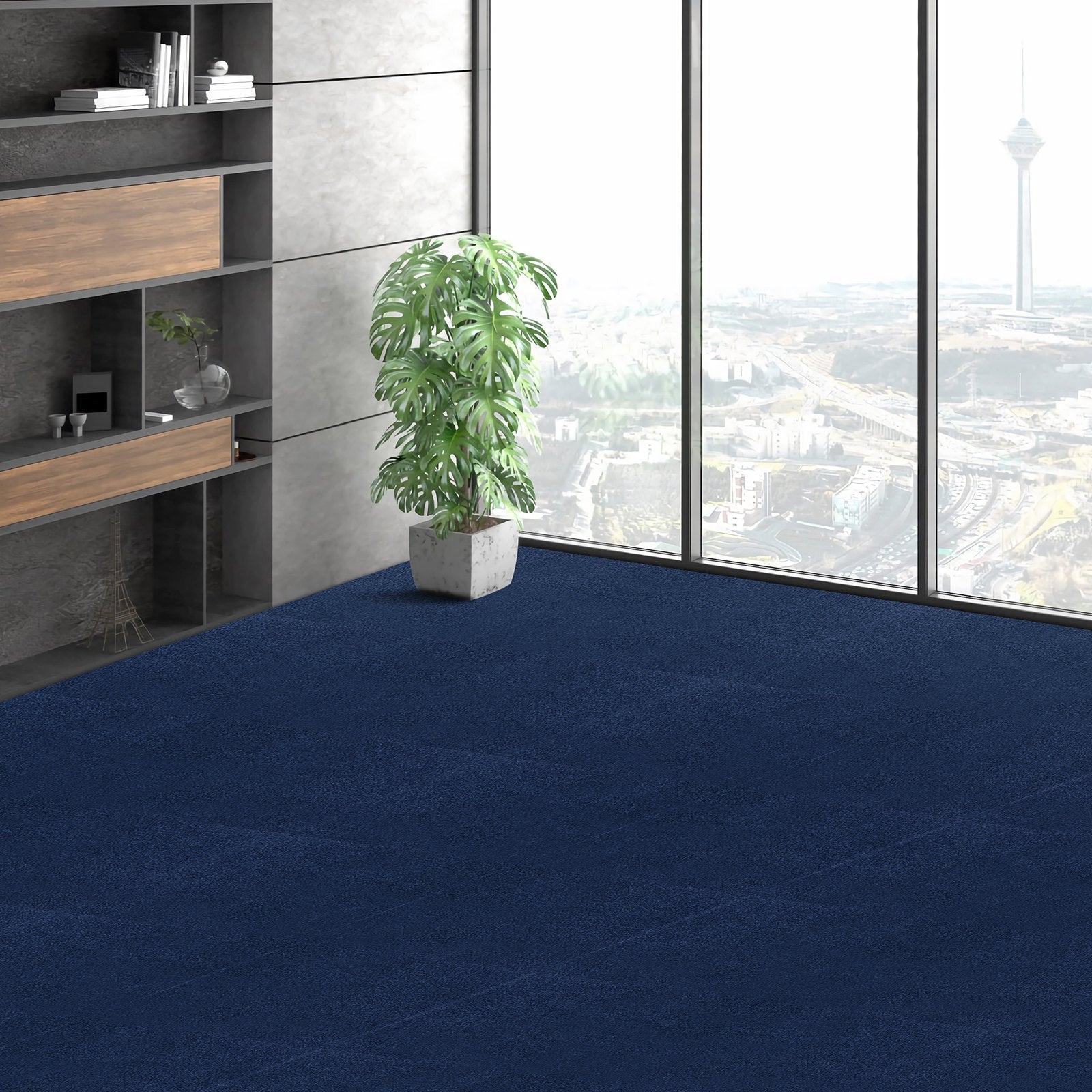 Luxury Peel and Stick Carpet Tiles - Dark Blue