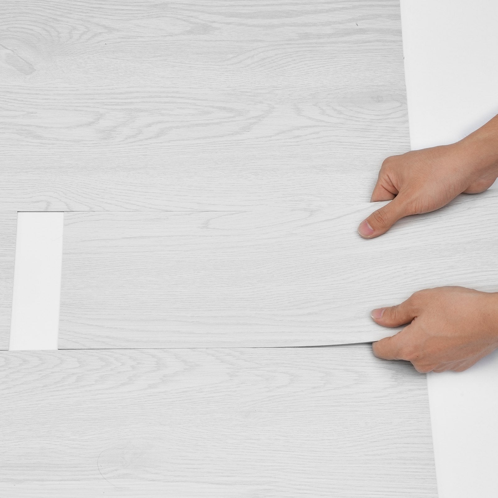 Light Gray Wood Grain Peel & Stick Tiles