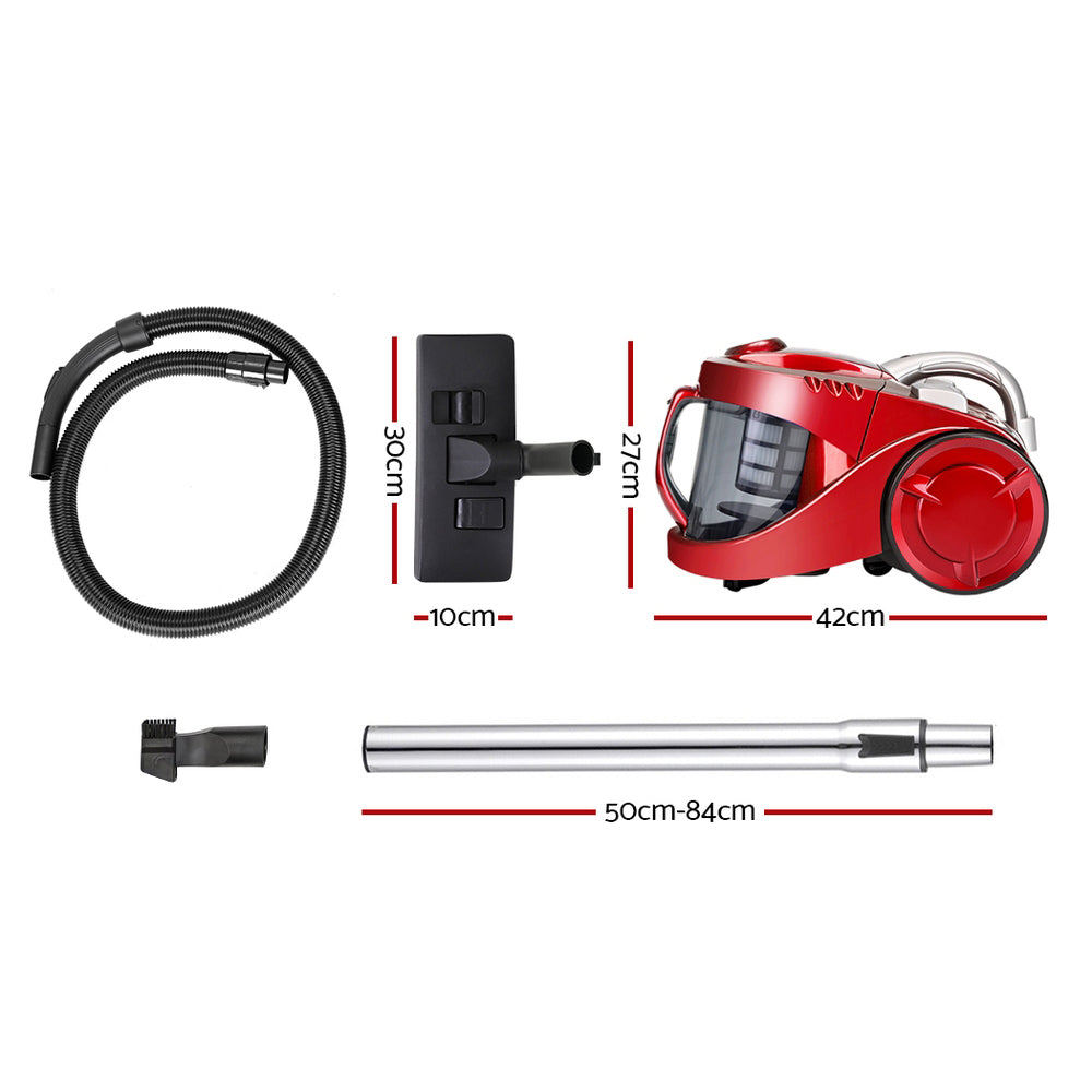 Devanti 2200W Bagless Vacuum Cleaner - Red