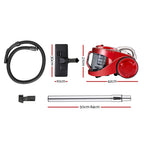 Devanti 2200W Bagless Vacuum Cleaner - Red
