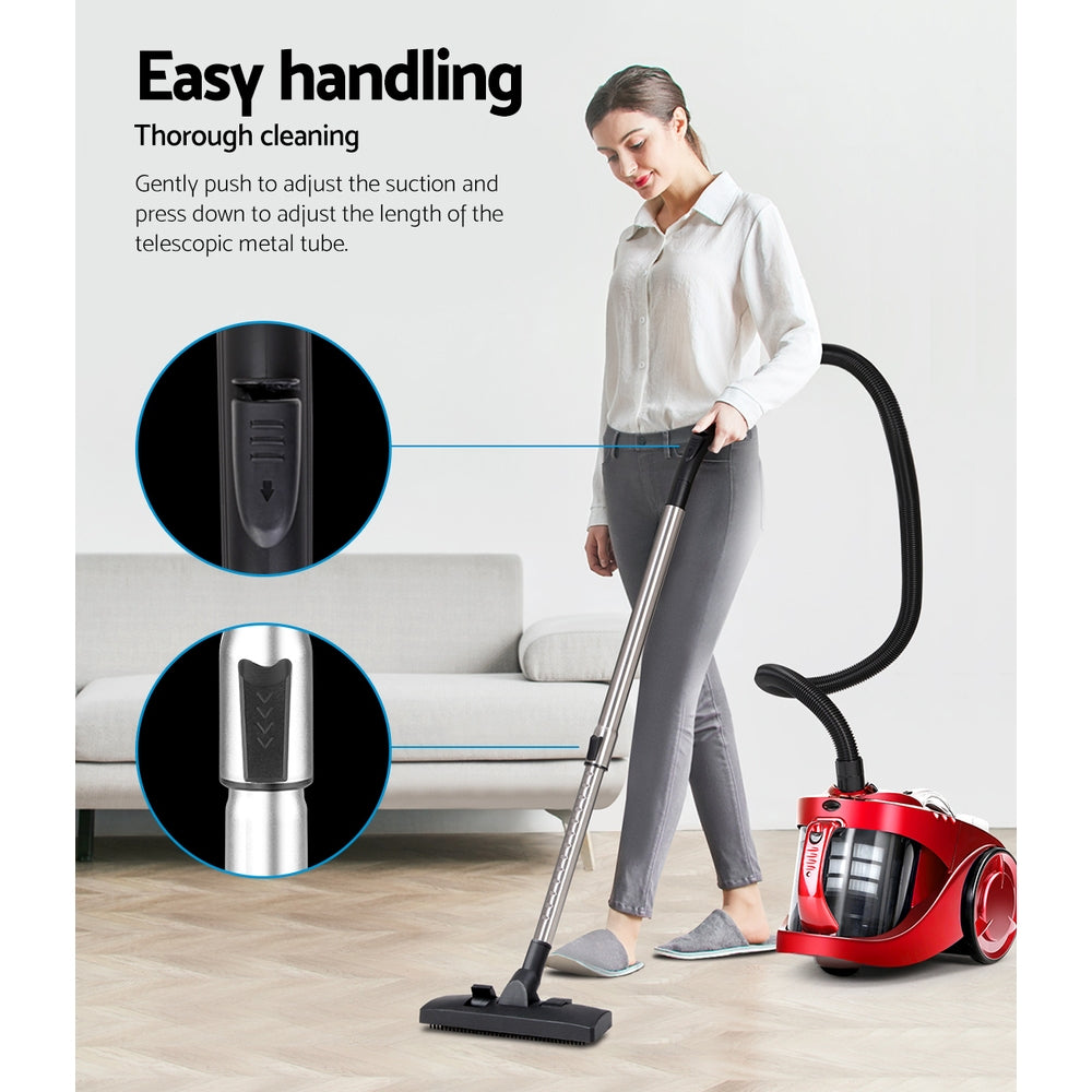 Devanti 2200W Bagless Vacuum Cleaner - Red