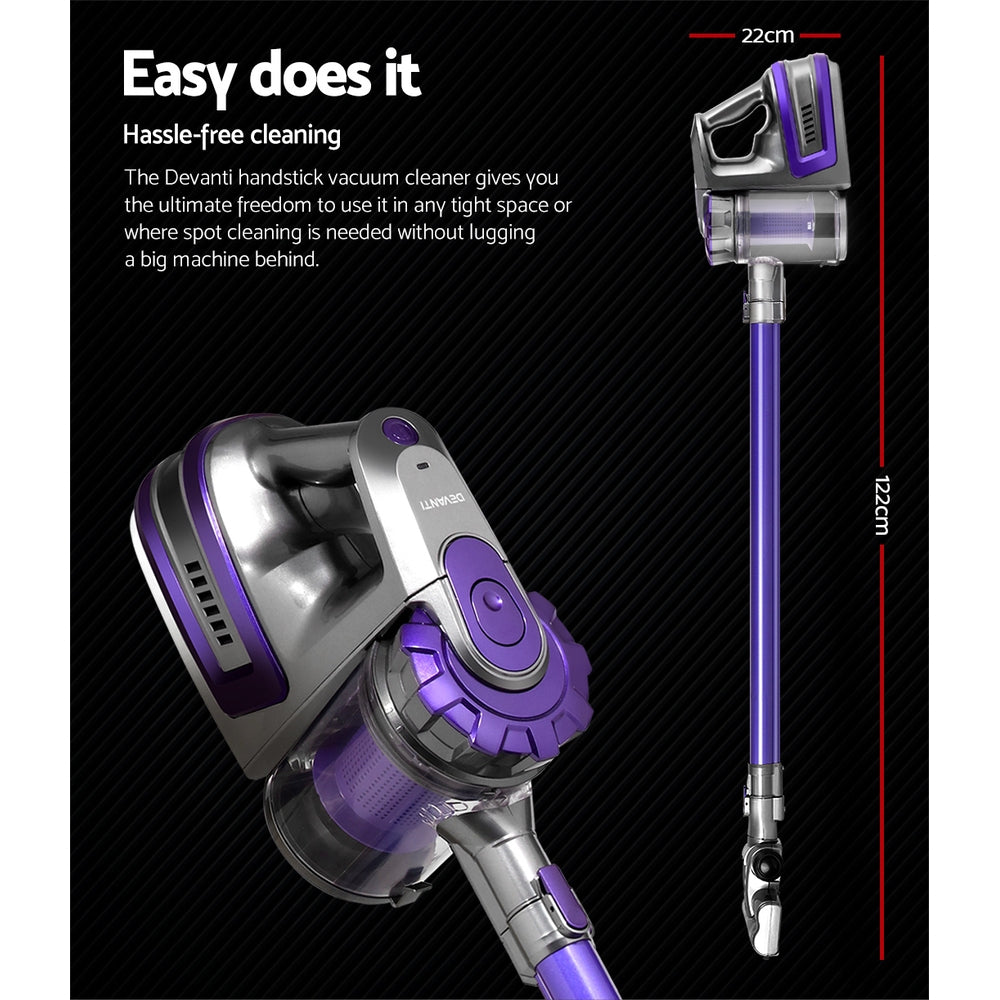 Devanti Cordless Stick Vacuum Cleaner - Purple