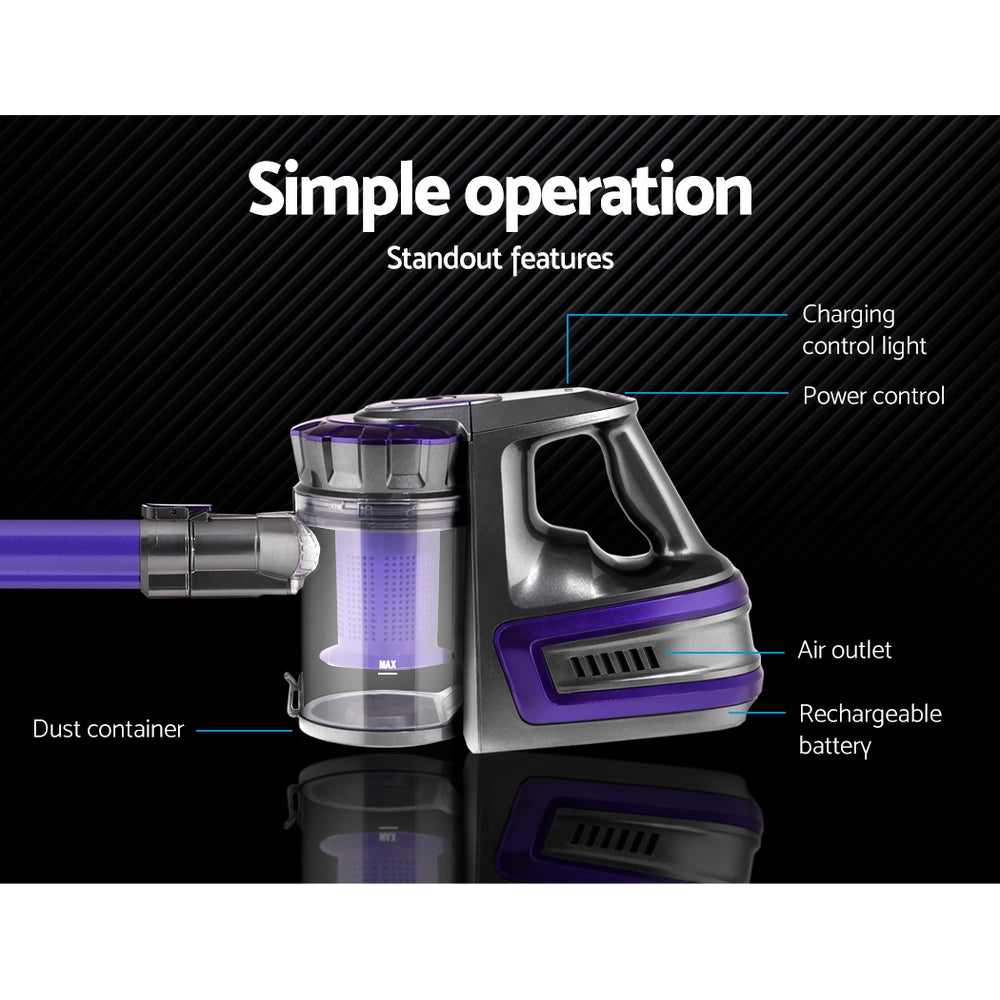 Devanti Cordless Stick Vacuum Cleaner - Purple