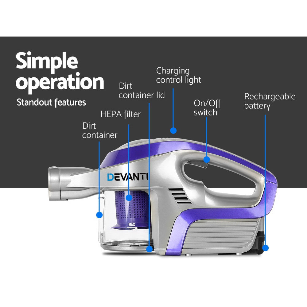 Devanti 150W Cordless Stick Vacuum Cleaner