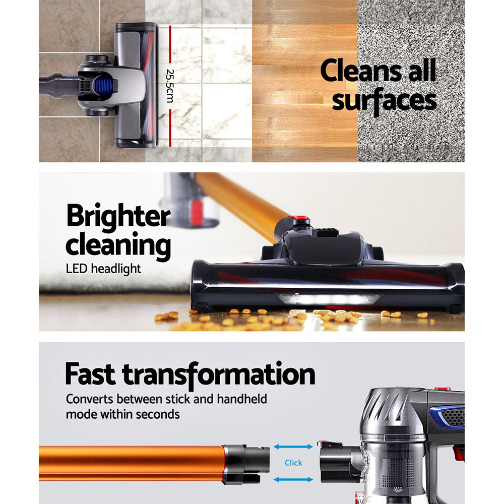 Devanti Gold Cordless Bagless Stick Vacuum Cleaner