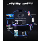 Devanti 4K WiFi Video Projector 1080P Home Theater