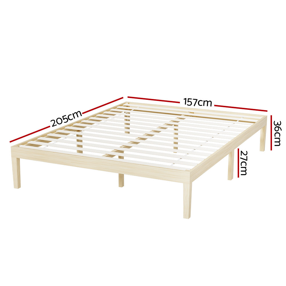 Artiss Bruno Queen Size Pinewood Bed Frame