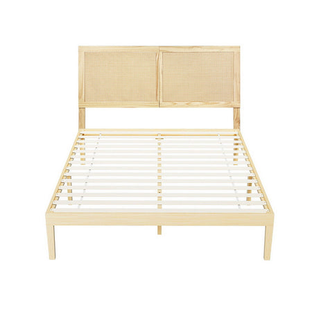 Artiss Bruno Queen Bed Frame with Rattan Headboard