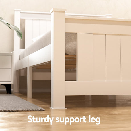 Artiss Bed Frame Double Size Wooden Platform with 2 Storage Drawers White RIO