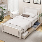 Artiss Bed Frame King Single Size Wooden Platform with 2 Storage Drawers White RIO
