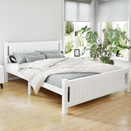Artiss Rio Queen Size White Bed Frame