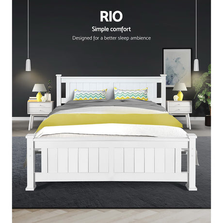 Artiss Rio Queen Size White Bed Frame