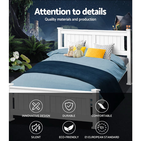 Artiss Rio Queen Size White Bed Frame