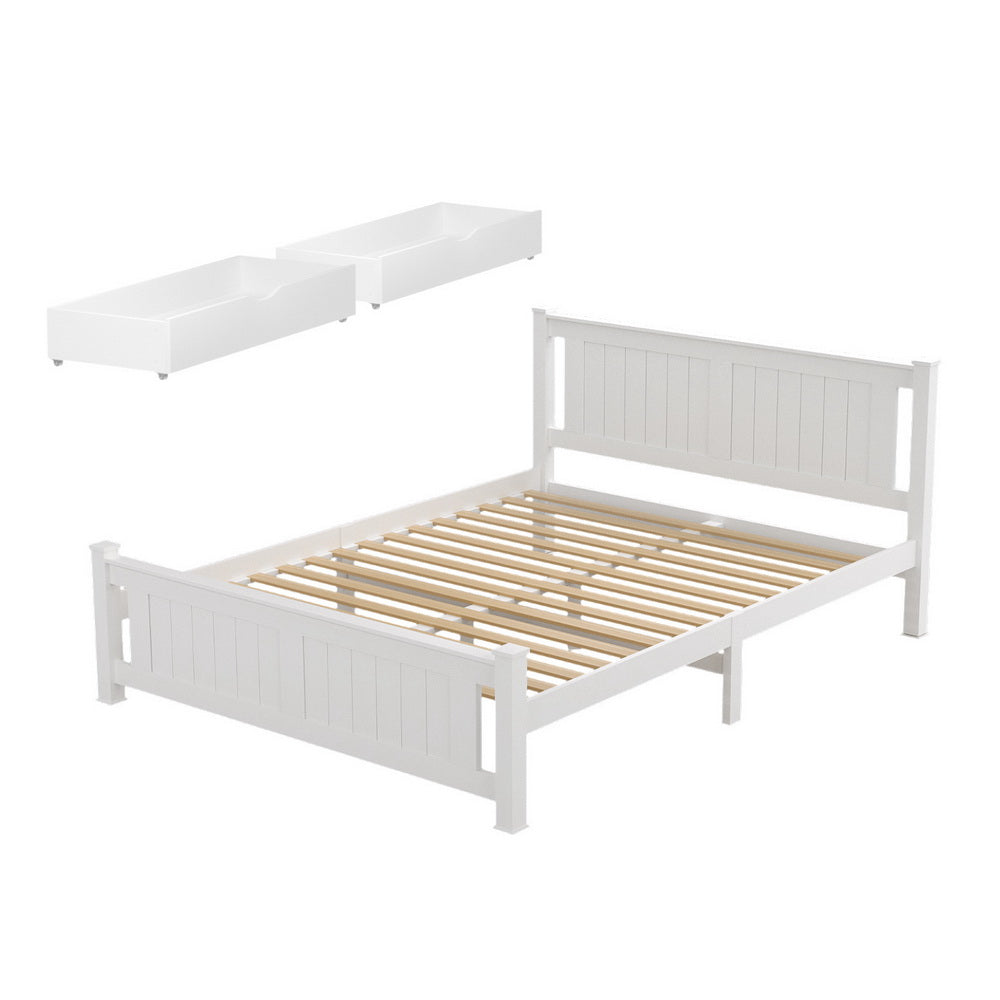 Artiss Queen Size Wooden Bed Frame with Storage