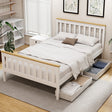 Artiss Bed Frame Double Size Wooden Platform with 2 Storage Drawers White PONY