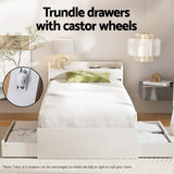 Artiss Bed Frame Single Size with Charging Ports and 2 Drawers AURA