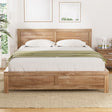 Artiss Bed Frame Double Size Wooden Acacia Wood OATMEAL