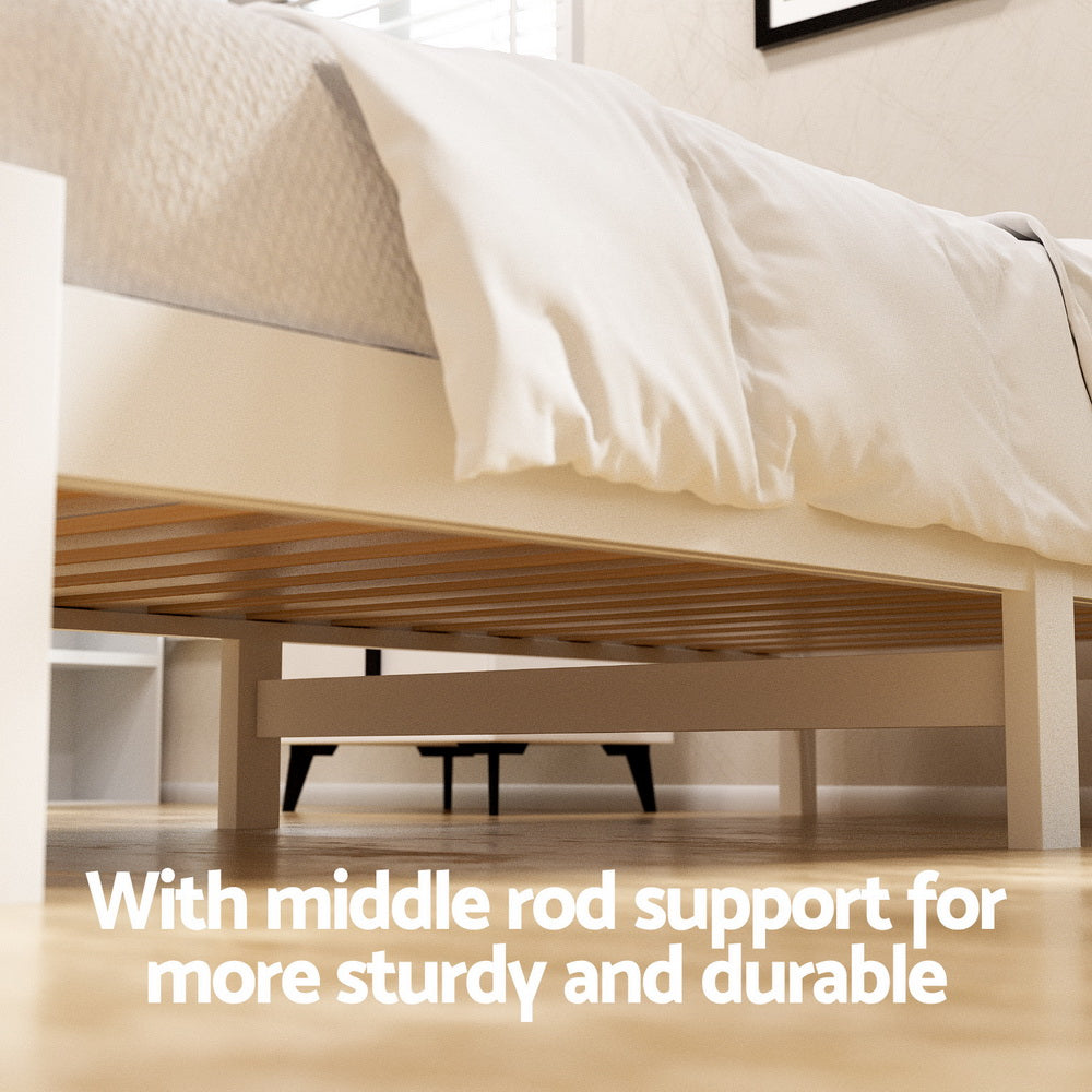 Artiss Bed Frame King Single Size Wooden Platform with 2 Storage Drawers White