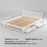 Artiss Queen Size Wooden Bed Frame with Storage