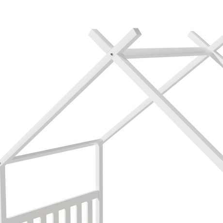 Artiss Bed Frame Wooden Base Kids Single Timber House Beds White