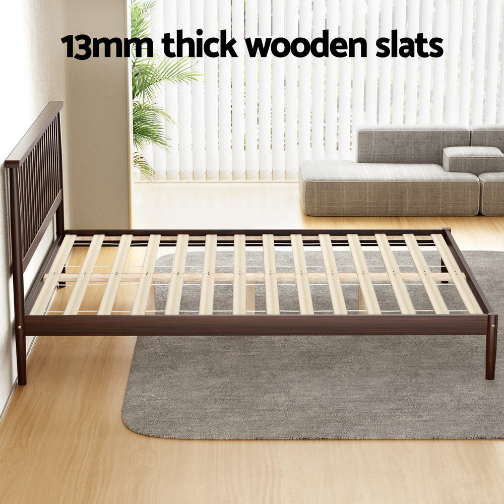 Artiss Vise Queen Size Bed Frame - Walnut Finish