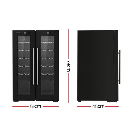 Devanti Dual Zone Wine Cooler - 24 Bottles