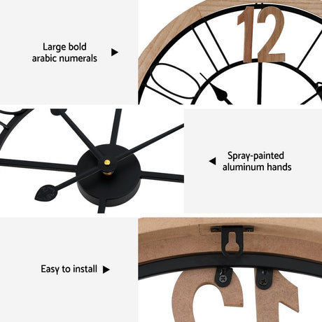 Wooden 60CM Wall Clock
