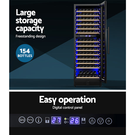 Devanti Dual Zone Wine Cooler - 154 Bottles