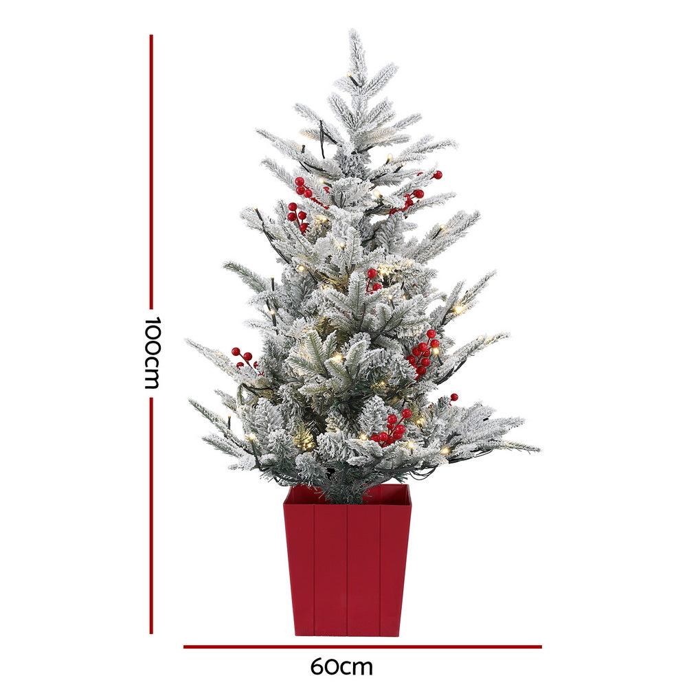 Jingle Jollys 100cm LED Potted Christmas Tree