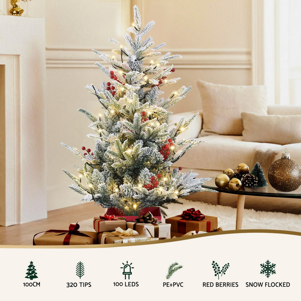 Jingle Jollys 100cm LED Potted Christmas Tree