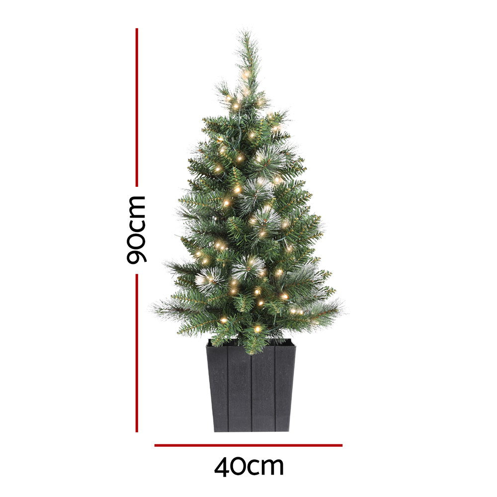 Jingle Jollys 90cm LED Potted Christmas Tree