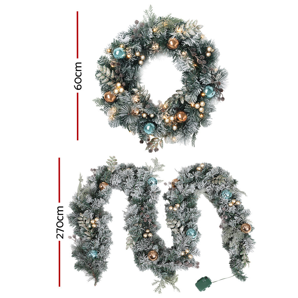 Jingle Jollys 2.7m Christmas Garland & Wreath Set