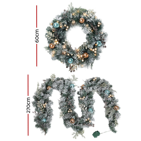 Jingle Jollys 2.7m Christmas Garland & Wreath Set