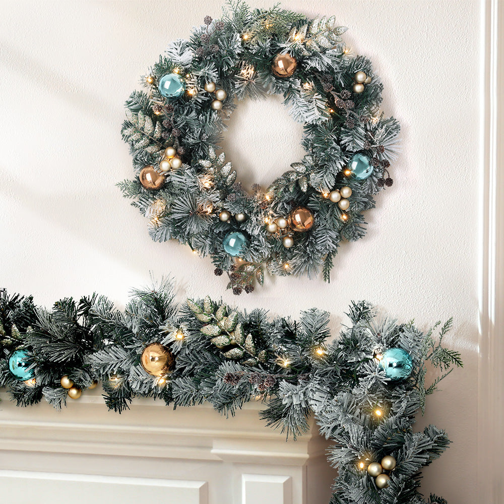 Jingle Jollys 2.7m Christmas Garland & Wreath Set