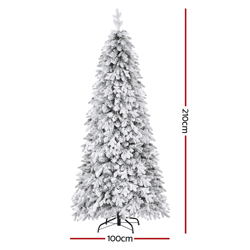 Jingle Jollys 7ft Snow Flocked Pencil Tree