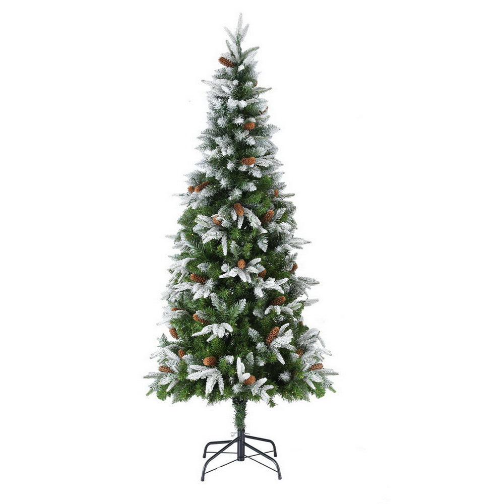 Jingle Jollys 190cm LED Flocked Christmas Tree