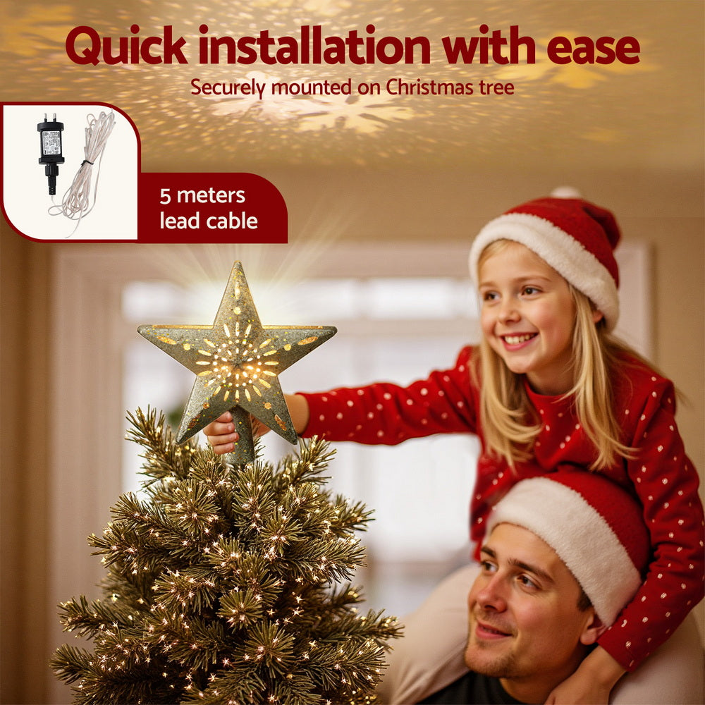 Glitter Gold Snowflake Projector Tree Topper