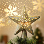 Glitter Gold Snowflake Projector Tree Topper