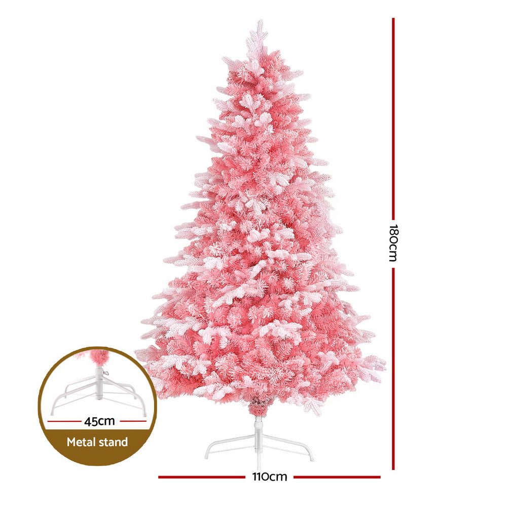 Jingle Jollys 1.8m Pink Snowy Christmas Tree