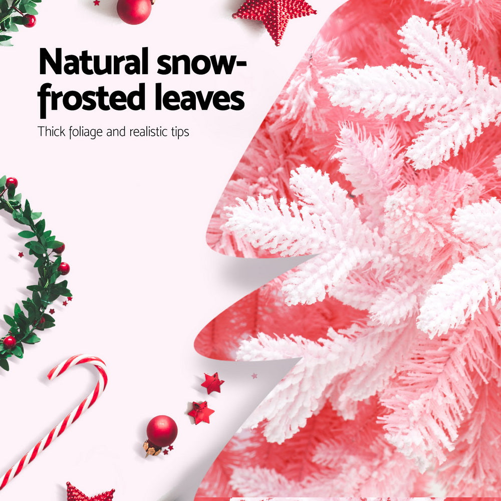 Jingle Jollys 1.8m Pink Snowy Christmas Tree