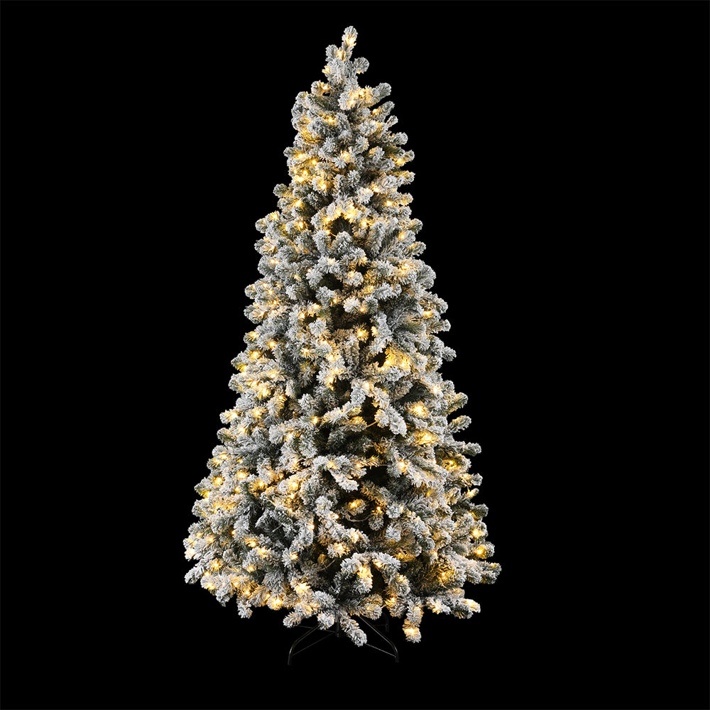 Jingle Jollys 2.1m Pre-lit Snow Flocked Christmas Tree