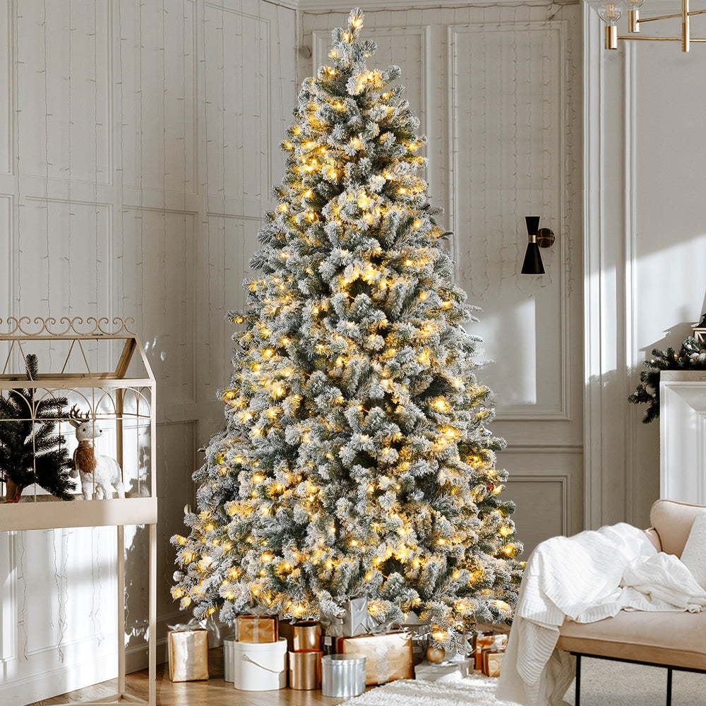 Jingle Jollys 2.1m Pre-lit Snow Flocked Christmas Tree