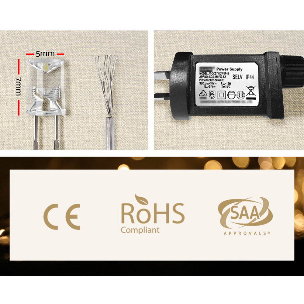 Jingle Jollys 3x6M Warm White Curtain Lights