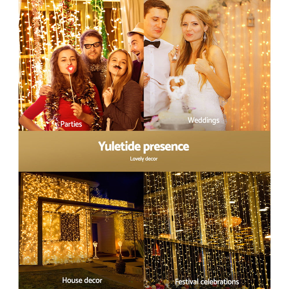 Jingle Jollys 3x6M Warm White Curtain Lights