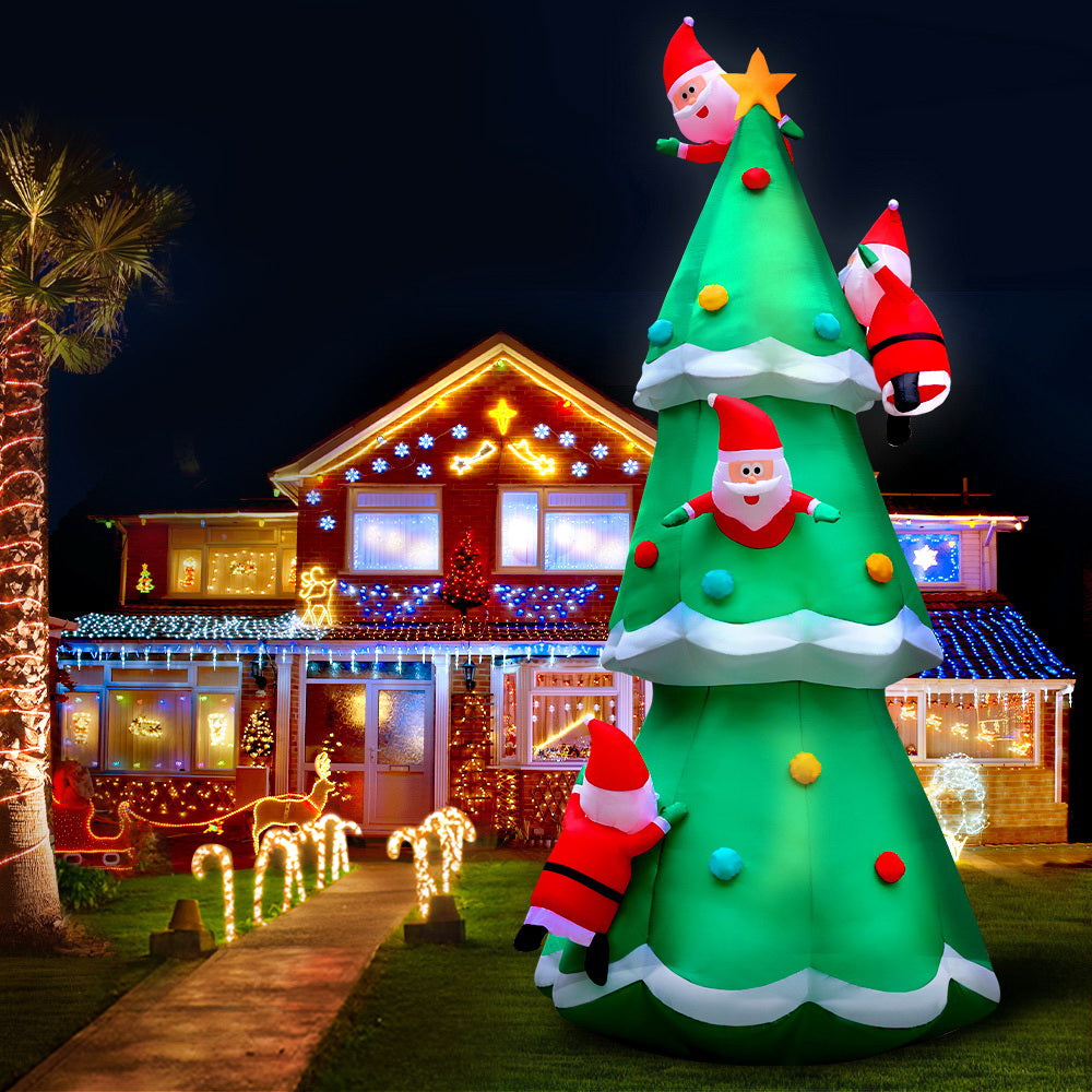 Jingle Jollys 5M Inflatable Illuminated Santa Tree